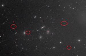 Астероиды на снимке NGC3190